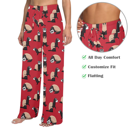 Ferret Pattern Print Design 02 Women's Wide Leg Lounge Pants