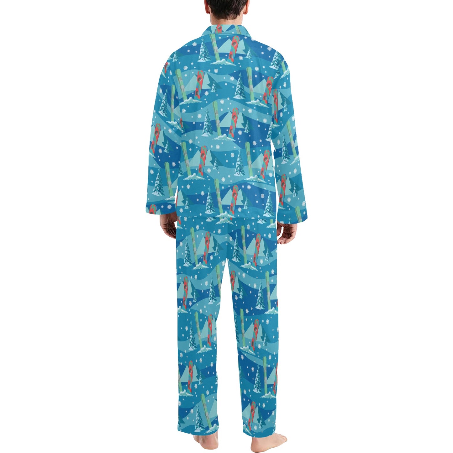 Snowboard Print Design LKS301 Men's Long Pajama Set