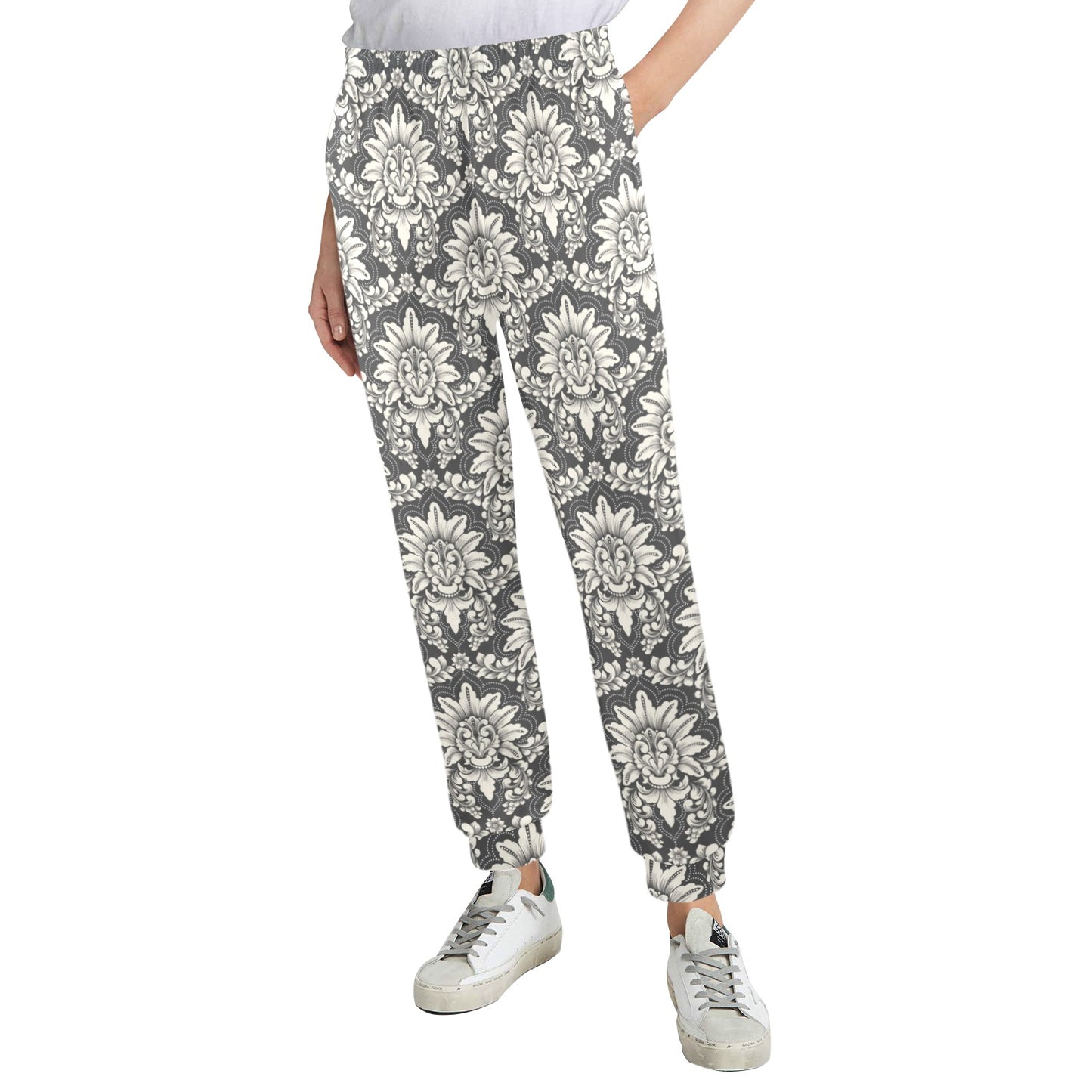Damask Elegant Print Pattern Women's Casual Track Pants