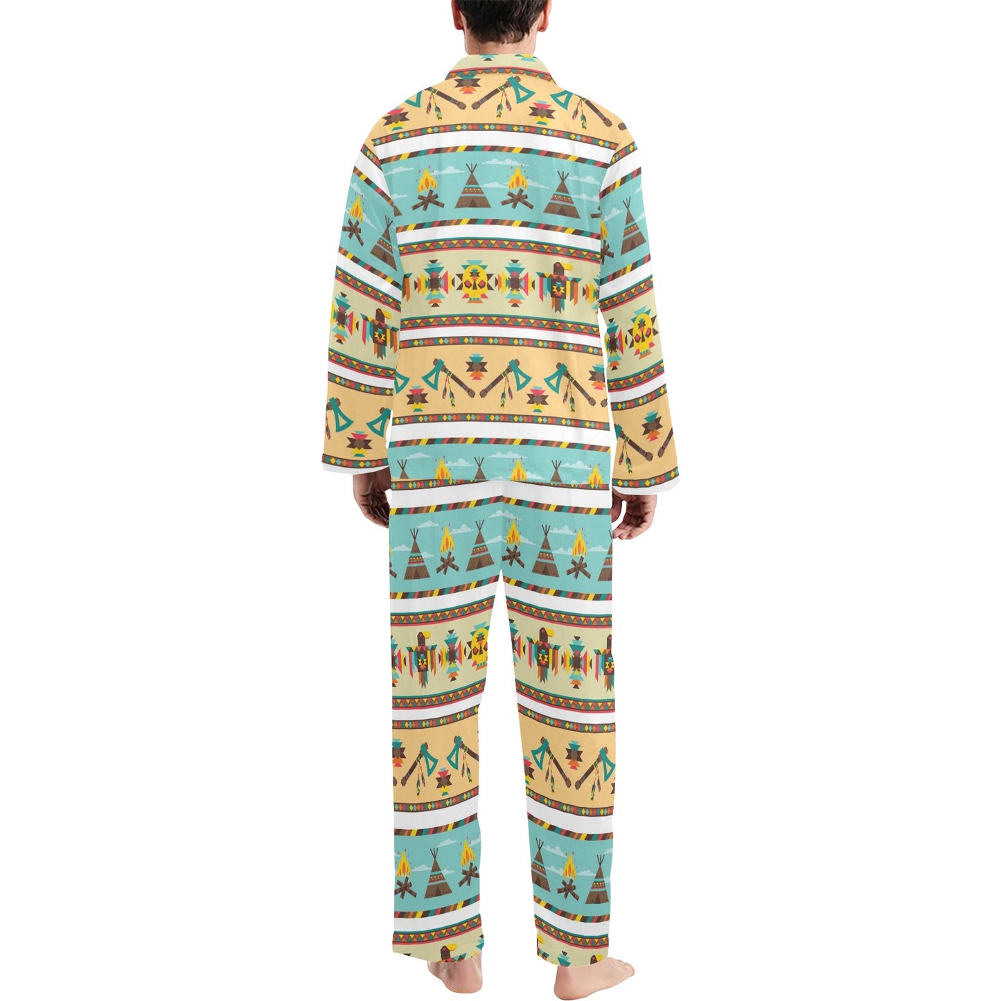 American indian Life Pattern Men's Long Pajama Set