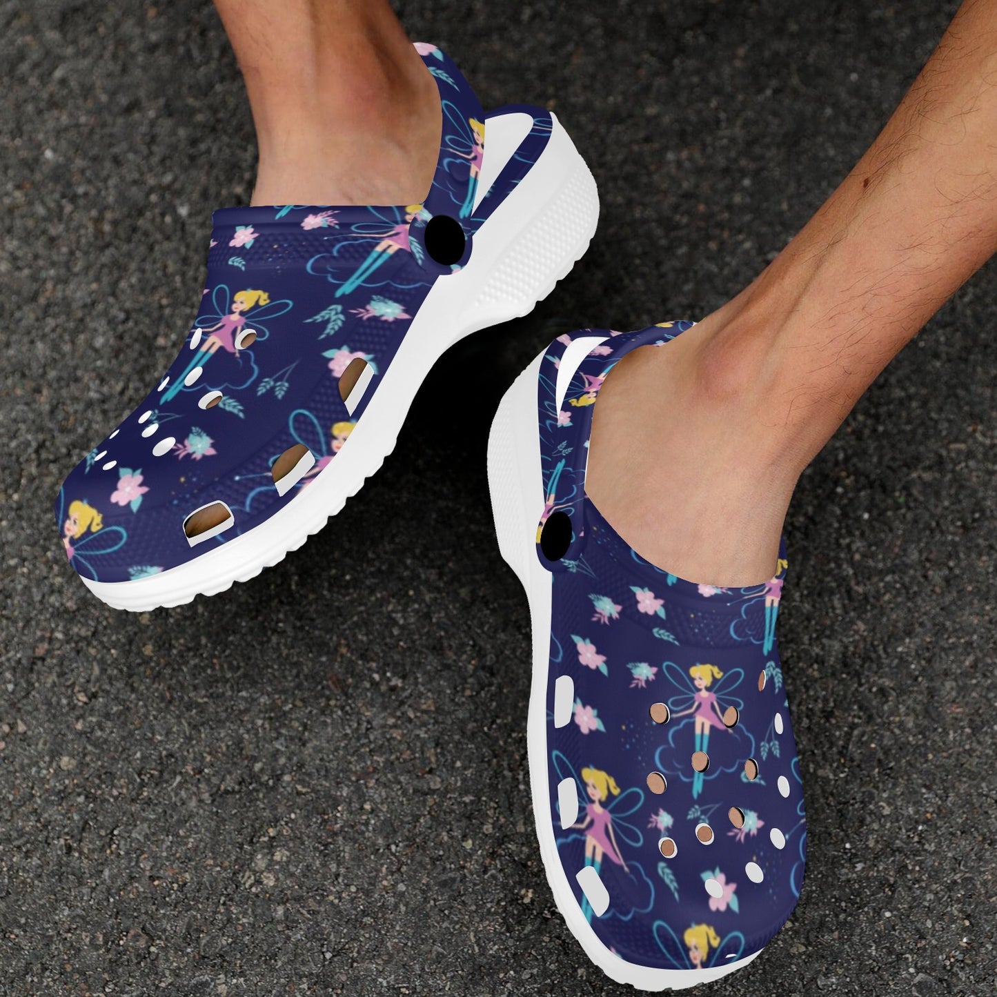 Fairy Cartoon Style Print Pattern Unisex Clogs Shoes