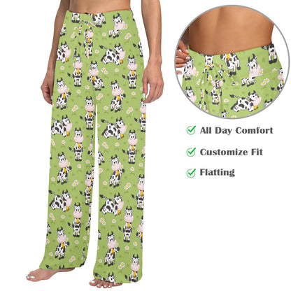 Cattle Print Design LKS401 Women's Wide Leg Lounge Pants