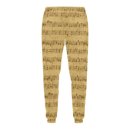 Music Note Vintage Themed Print Men's Sweatpants