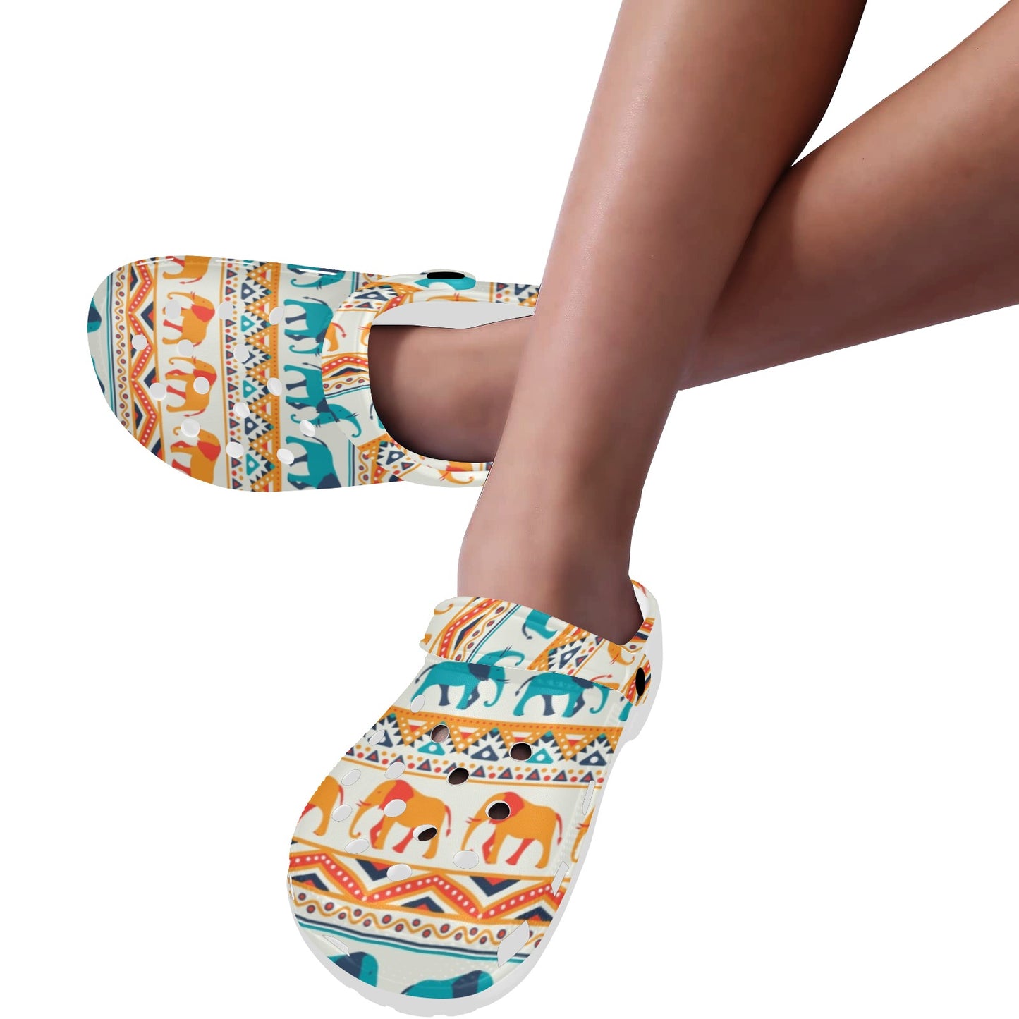 Elephant Aztec Ethnic Print Pattern Unisex Clogs Shoes