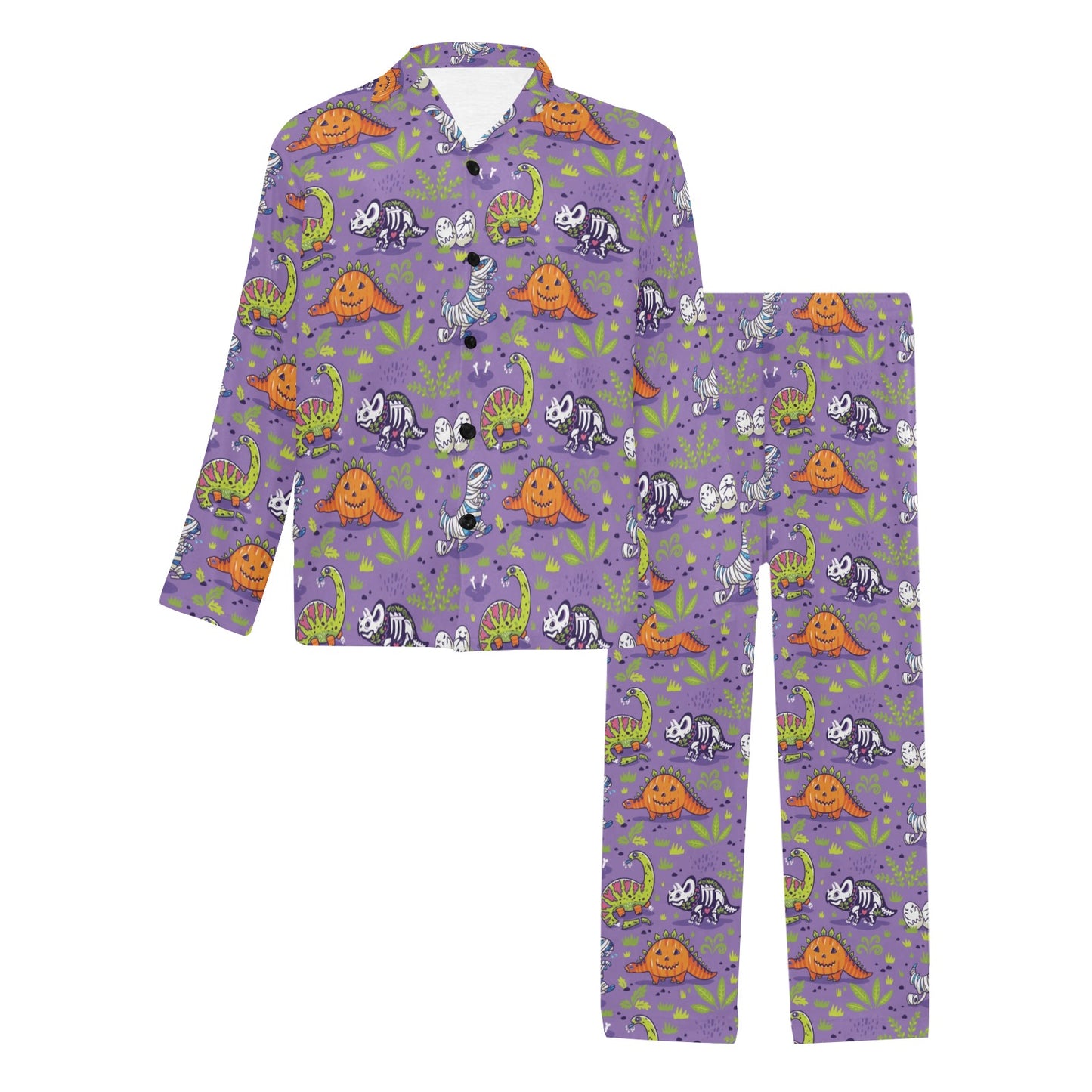 Zombie Dinosaur Print Design LKS302 Men's Long Pajama Set