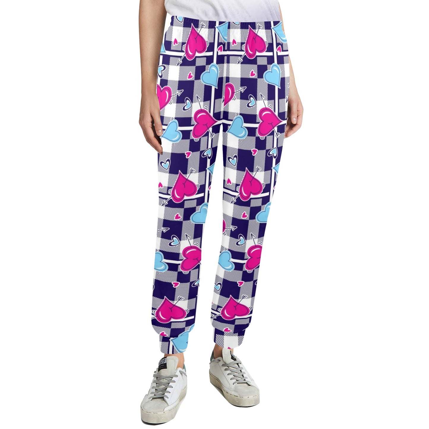 Heart Design Print Pattern JJ0335 Women's Casual Track Pants