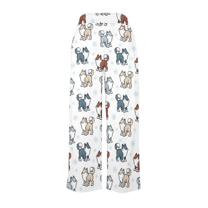 Alaskan Malamute Pattern Print Design 02 Women's Wide Leg Lounge Pants