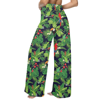 Rainforest Parrot Pattern Print Design A03 Women's Wide Leg Lounge Pants