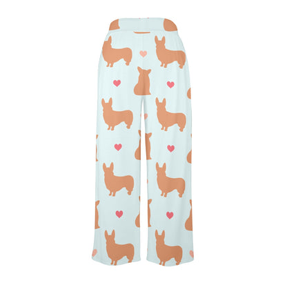Pembroke Welsh Corgis Pattern Print Design A01 Women's Wide Leg Lounge Pants