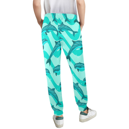 Dolphin Wave Print Women's Casual Track Pants