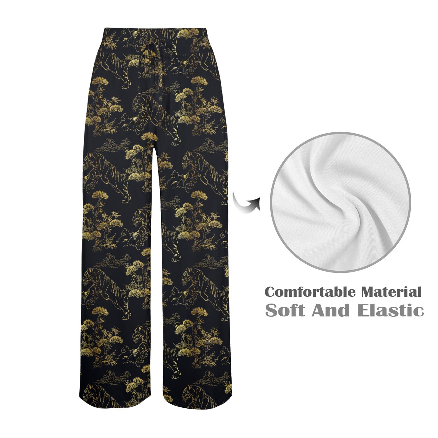 Tiger Japan Style Print Design LKS305 Women's Wide Leg Lounge Pants
