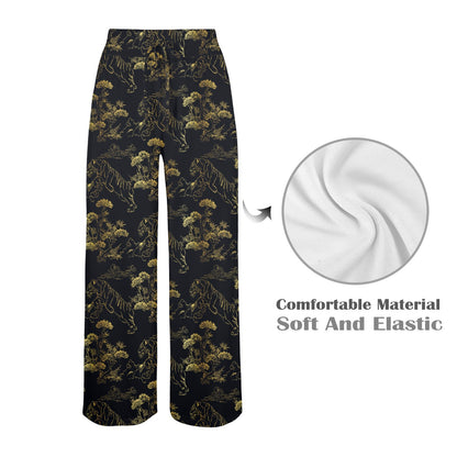 Tiger Japan Style Print Design LKS305 Women's Wide Leg Lounge Pants