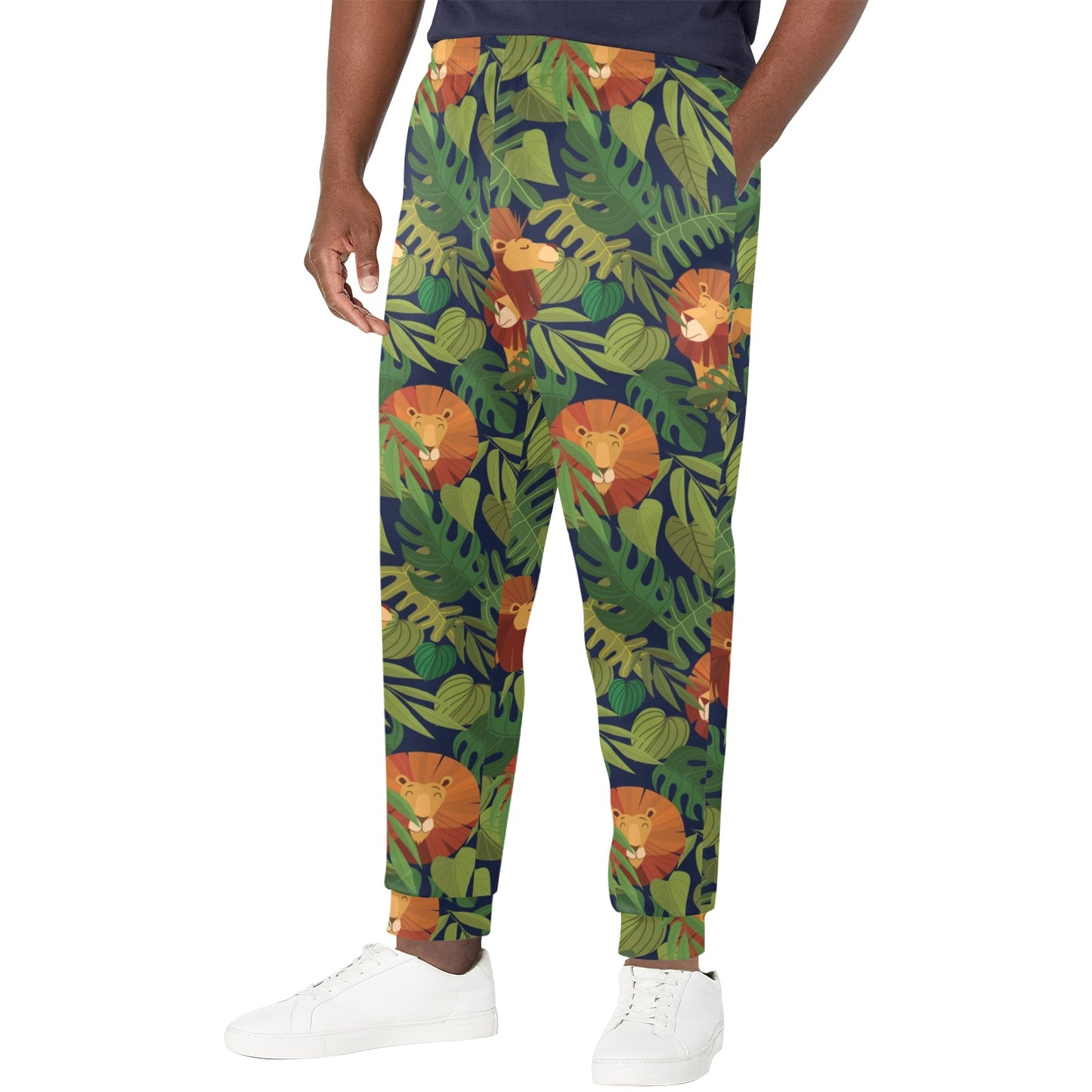 Lion Jungle Pattern Print Design 05 Men's Casual Track Pants