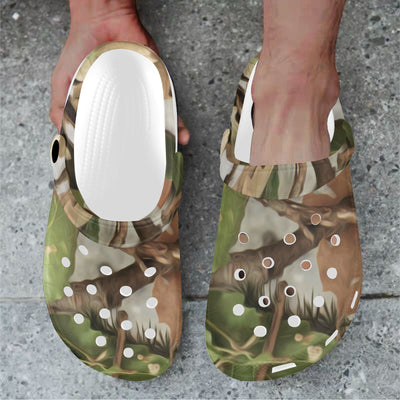 Camo Realistic Tree Forest Print Unisex Clogs Shoes