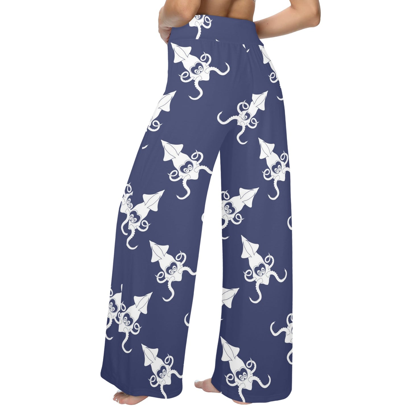 Giant Squid Pattern Print Design 02 Women's Wide Leg Lounge Pants