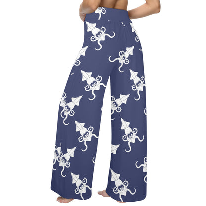 Giant Squid Pattern Print Design 02 Women's Wide Leg Lounge Pants