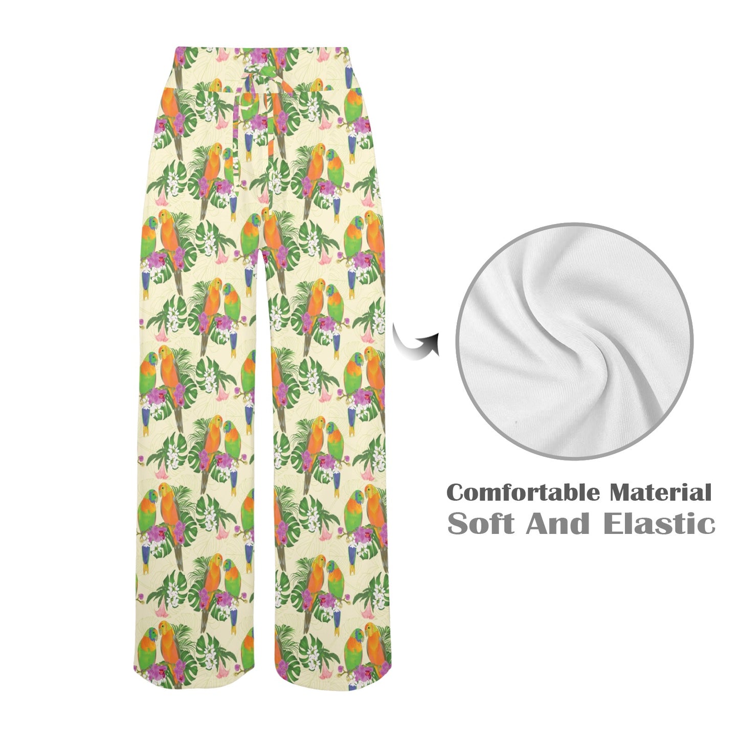 Conures Pattern Print Design 02 Women's Wide Leg Lounge Pants