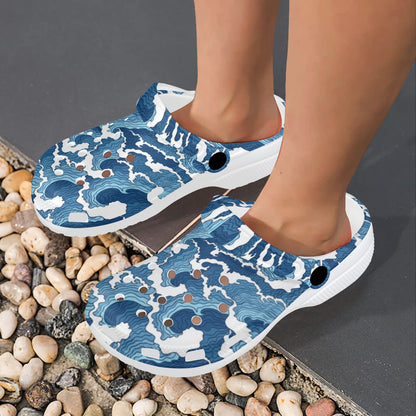 Wave Themed Pattern Print Unisex Clogs Shoes