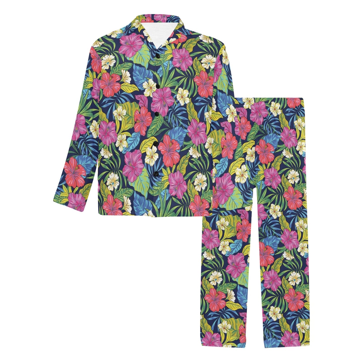 Hibiscus Print Design LKS3010 Men's Long Pajama Set