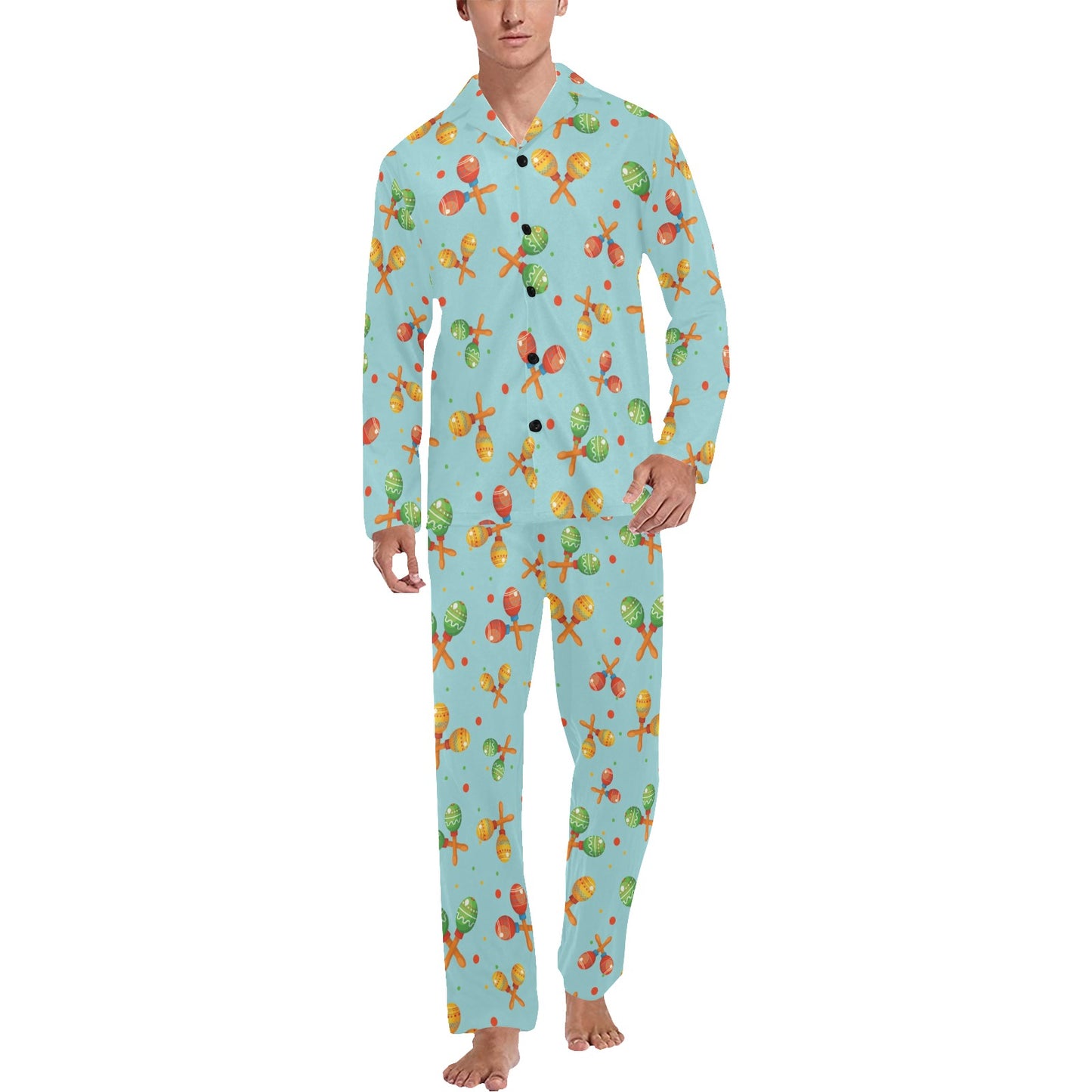 Maracas Print Design LKS402 Men's Long Pajama Set