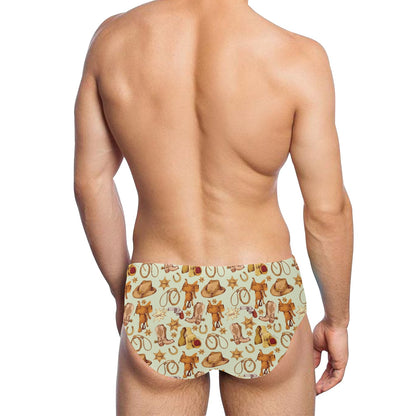 Western Cowboy Design Pattern Men's Swimming Briefs