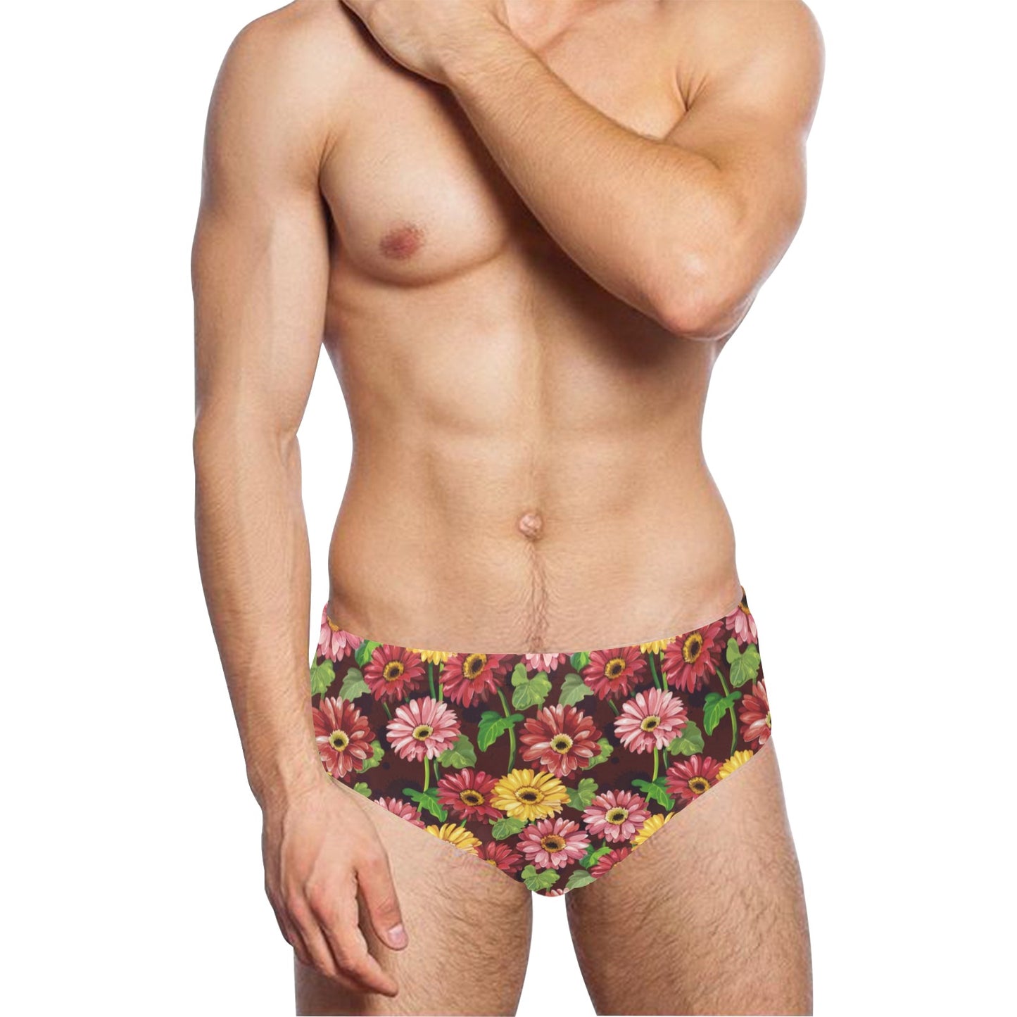 Daisy Gerbera Print Pattern Men's Swimming Briefs