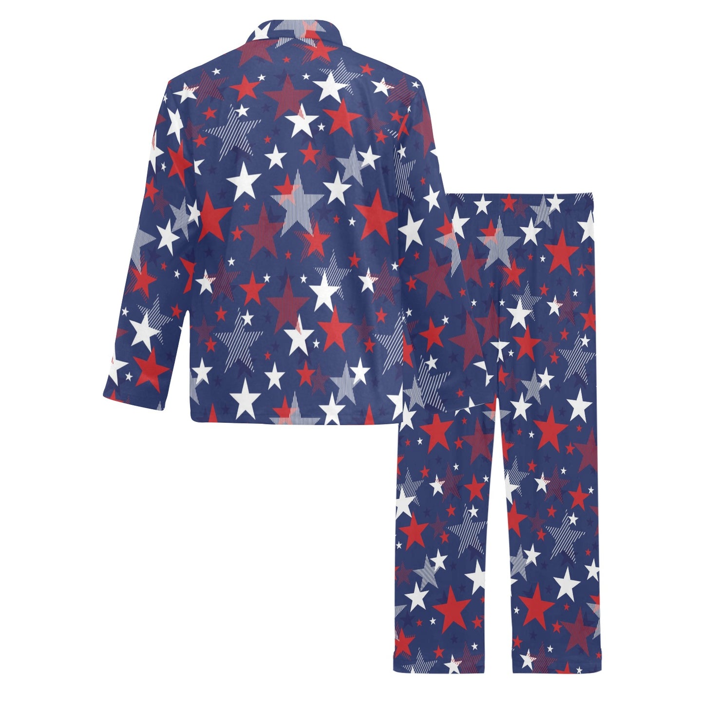 Star Print Design LKS304 Men's Long Pajama Set