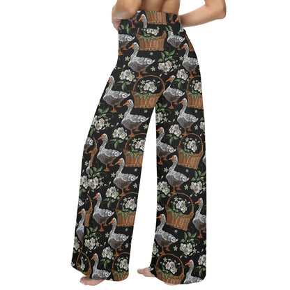 Goose Print Design LKS406 Women's Wide Leg Lounge Pants