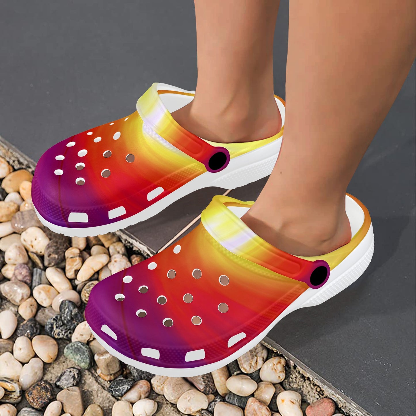 Vortex Twist Swirl Flame Themed Unisex Clogs Shoes