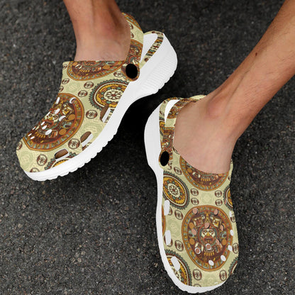 Calendar Aztec Themed Print Pattern Unisex Clogs Shoes