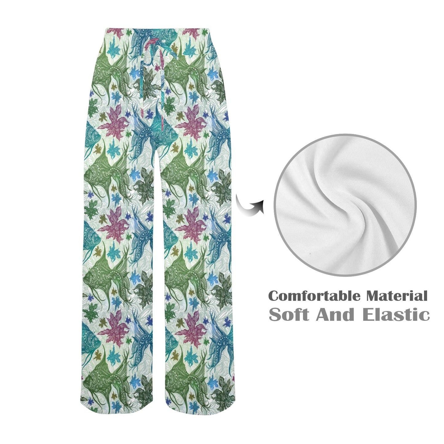 Angelfish Tribal Pattern Print Design 01 Women's Wide Leg Lounge Pants
