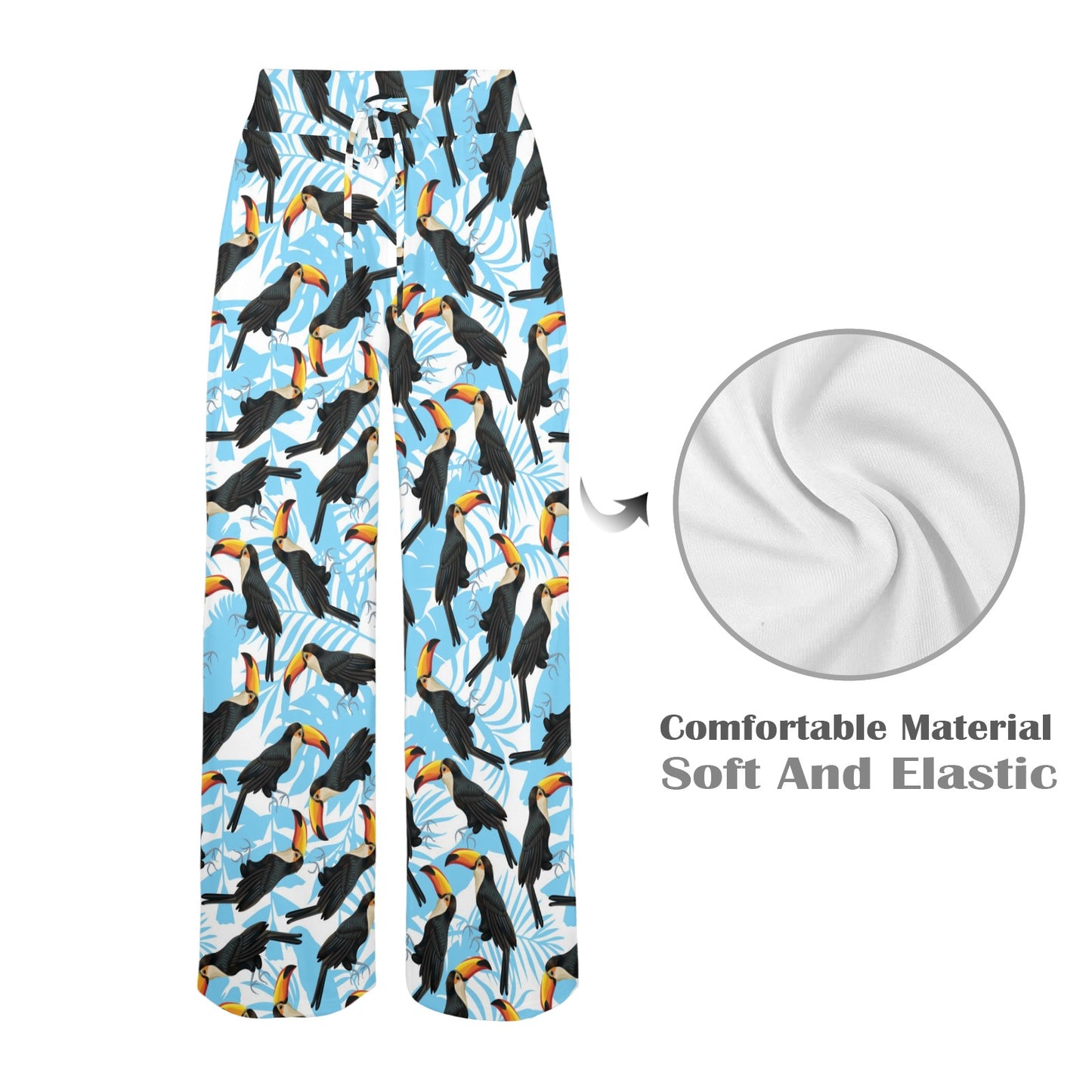 Toucan Print Design LKS303 Women's Wide Leg Lounge Pants