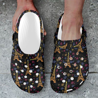 Eiffel Tower Love Paris Print Unisex Clogs Shoes