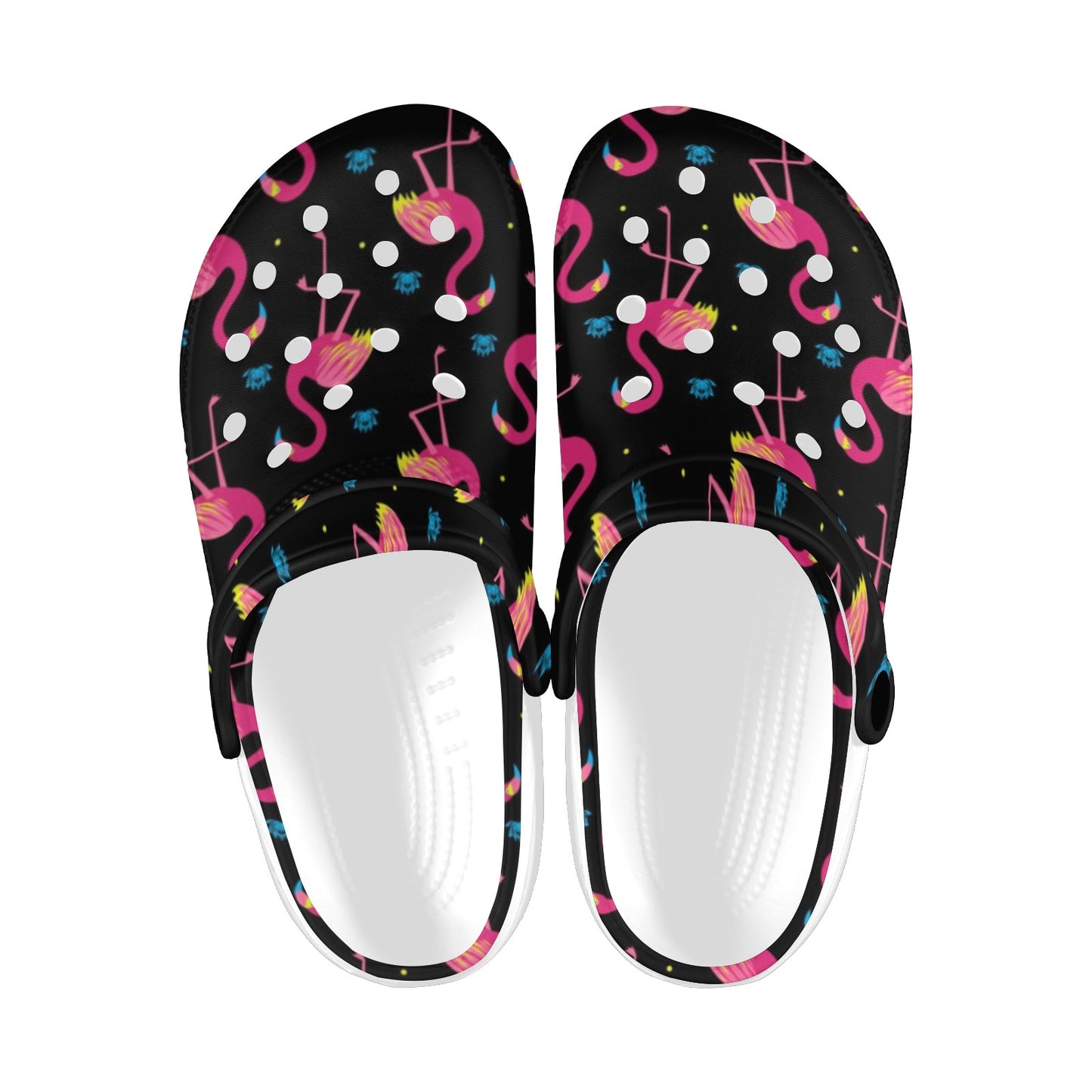 Flamingo Pink Neon Print Pattern Unisex Clogs Shoes
