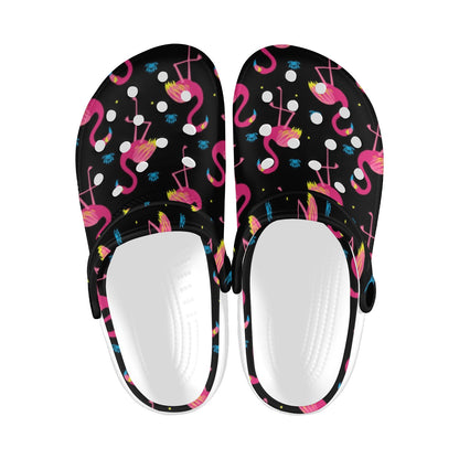 Flamingo Pink Neon Print Pattern Unisex Clogs Shoes