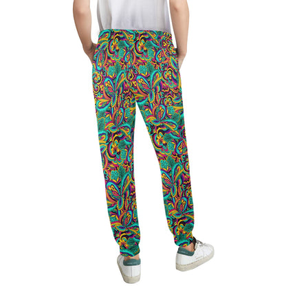 Psychedelic Trippy Floral Design Women's Casual Track Pants