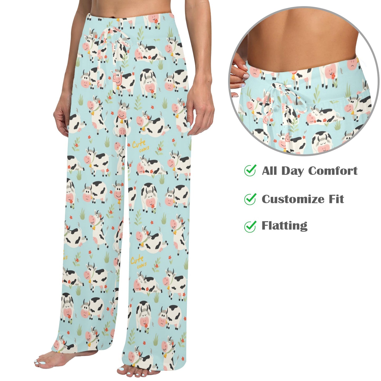 Cattle Print Design LKS403 Women's Wide Leg Lounge Pants