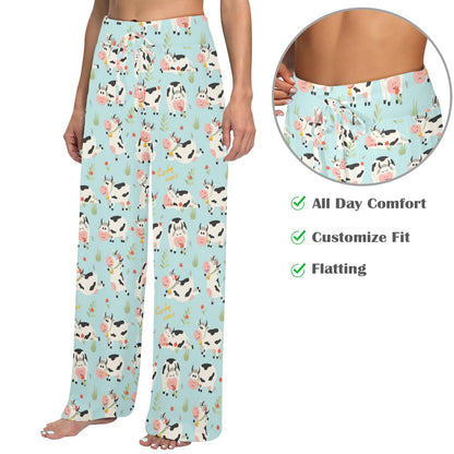 Cattle Print Design LKS403 Women's Wide Leg Lounge Pants
