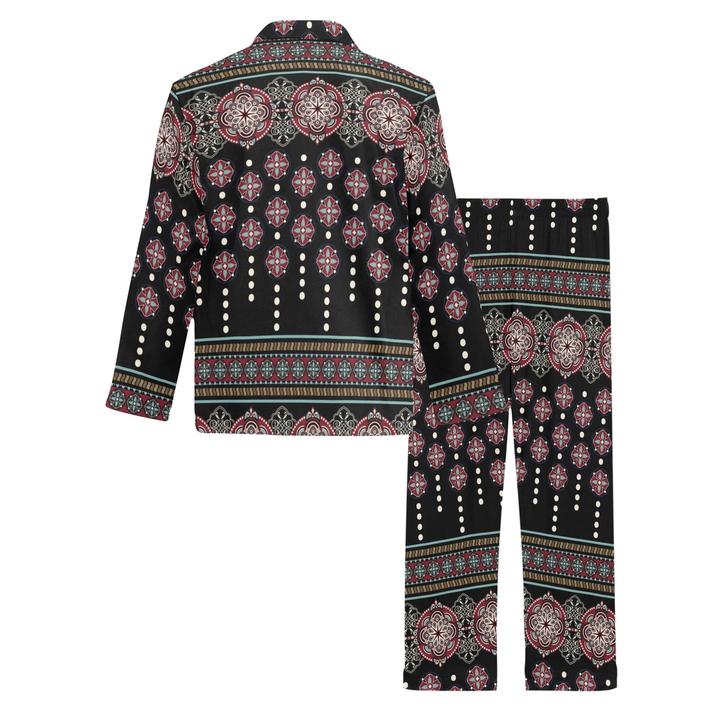 Ethnic Dot Style Print Pattern Men's Long Pajama Set