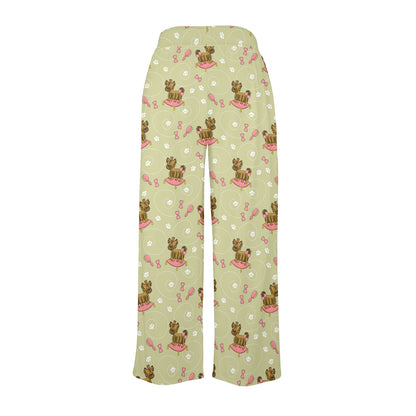 Yorkshire Cute Terriers Print Design LKS301 Women's Wide Leg Lounge Pants