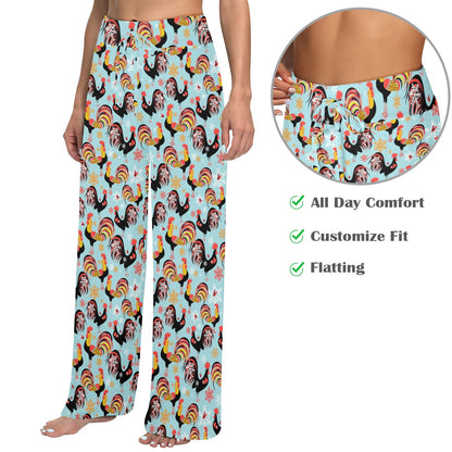 Rooster Themed Design Women's Wide Leg Lounge Pants