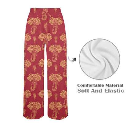 elephant boho style Design Print Pattern JJ0190 Women's Wide Leg Lounge Pants