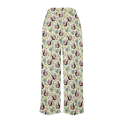 Rooster Print Design Women's Wide Leg Lounge Pants