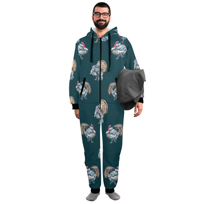 Turkey Pattern Print Design 03 Hooded Fleece Onesie Pajama Jumpsuit