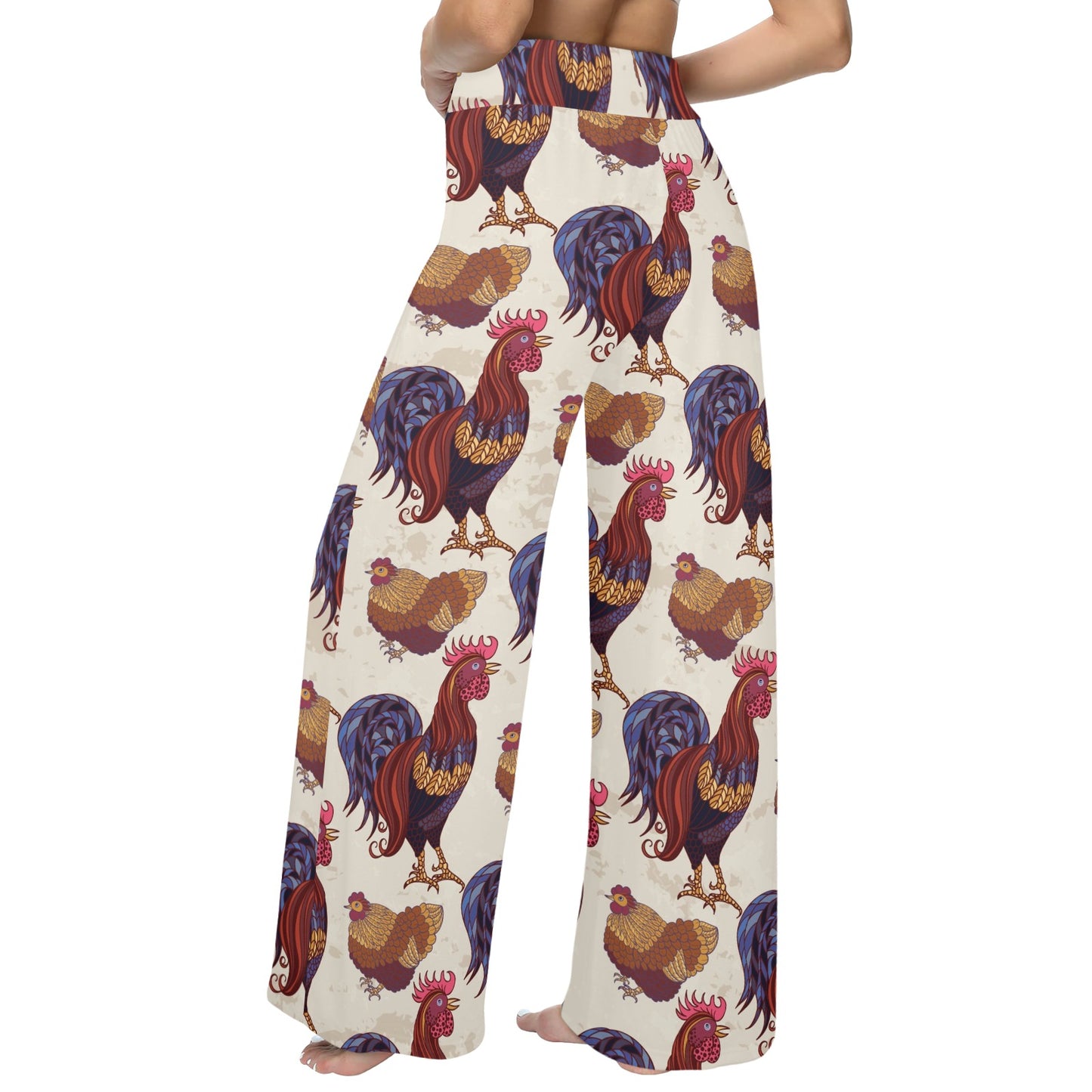 Rooster Pattern Print Design A03 Women's Wide Leg Lounge Pants