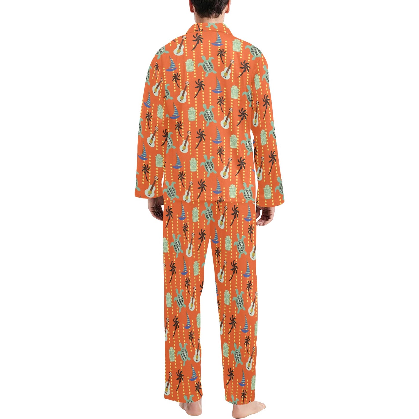 Ukulele Print Design LKS402 Men's Long Pajama Set