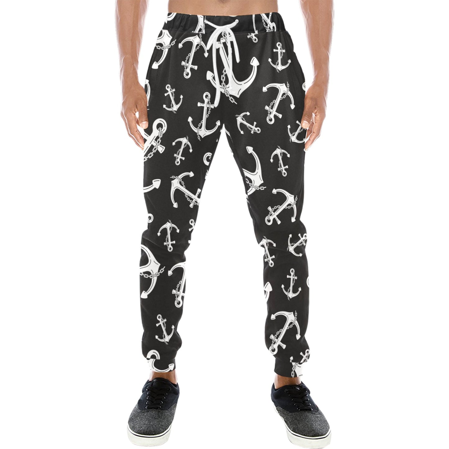 Anchor Black White Men's Sweatpants