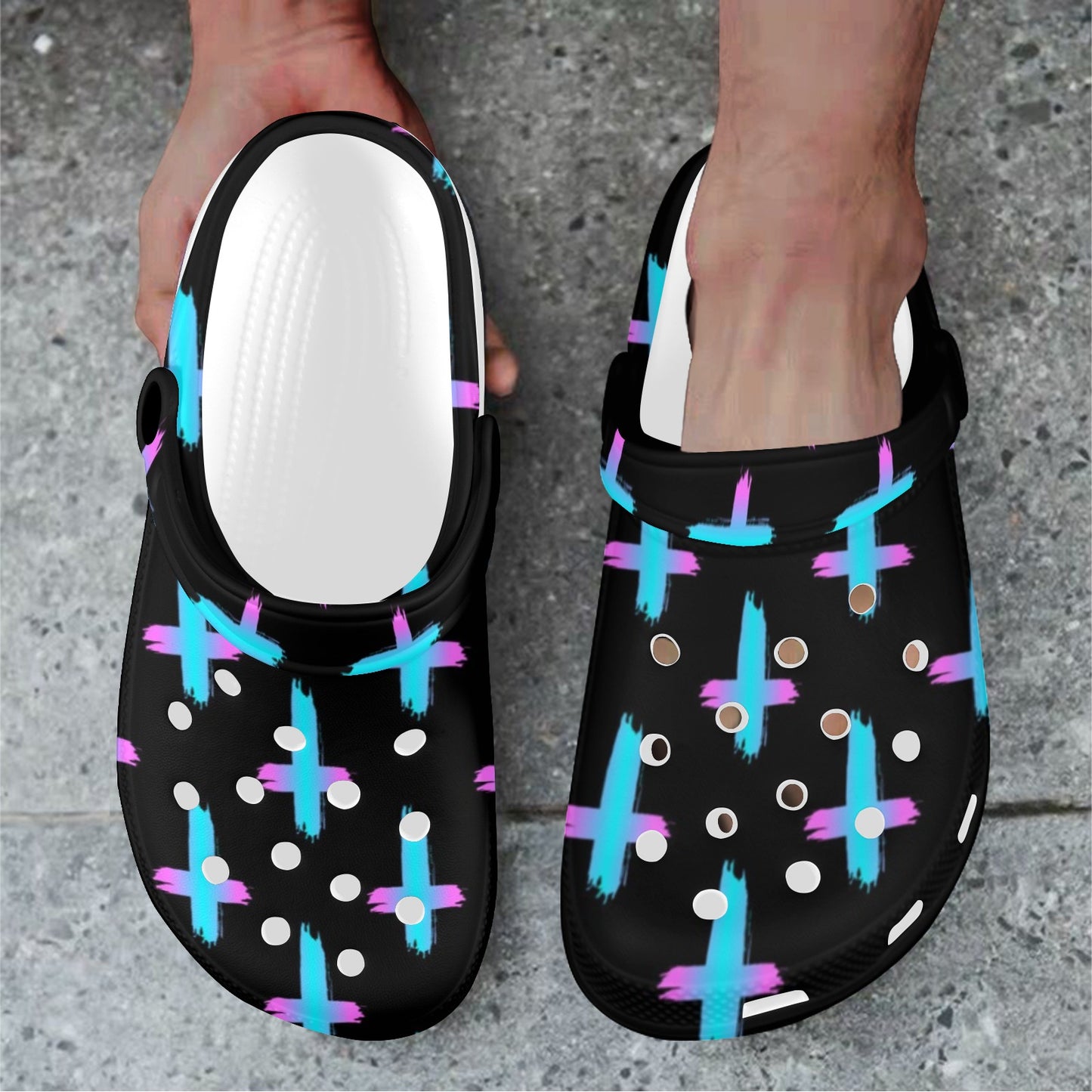 Christian Cross neon Pattern Unisex Clogs Shoes
