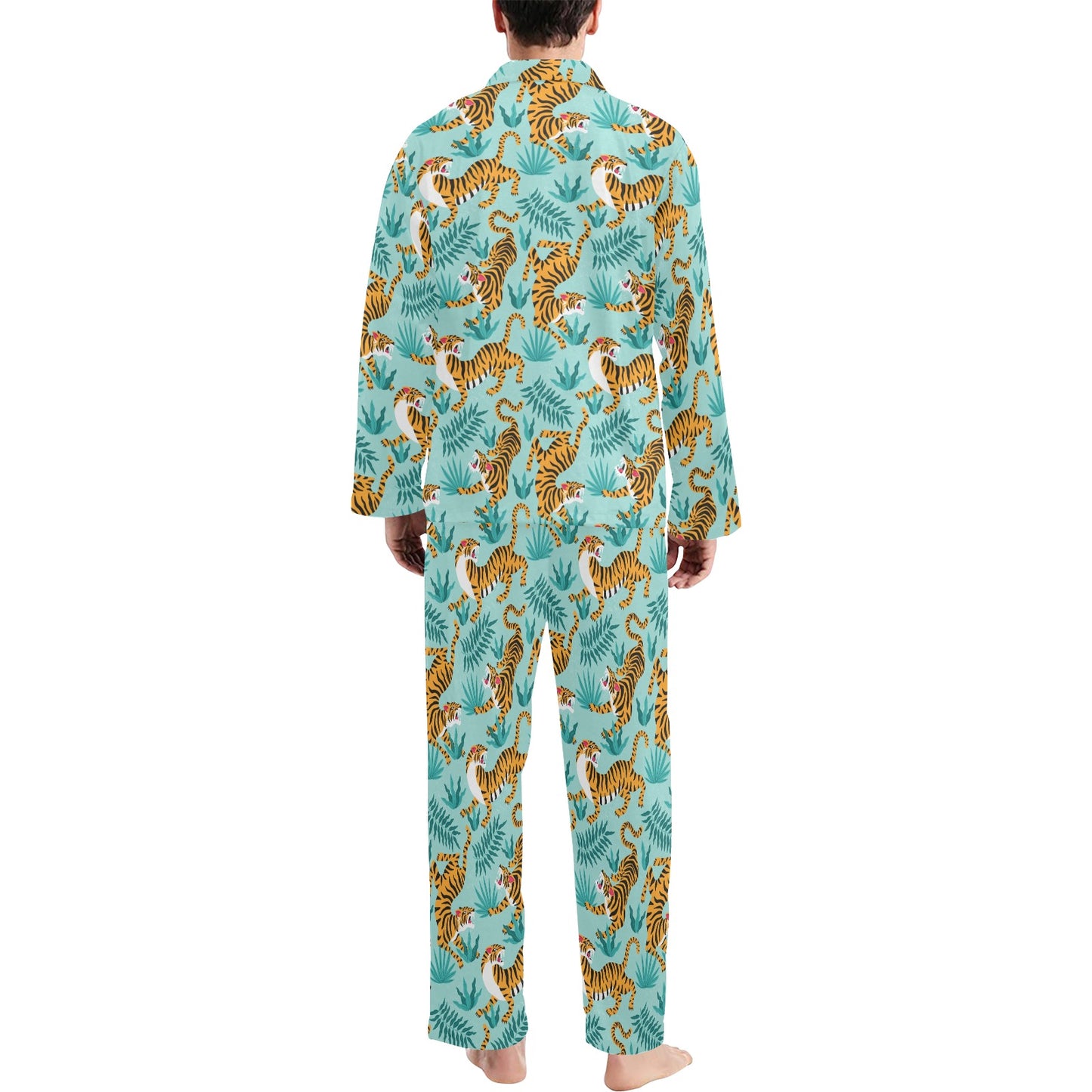 Tiger Print Design LKS304 Men's Long Pajama Set
