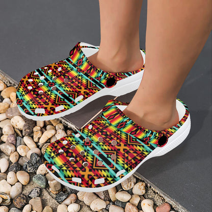 Kente Red Design African Print Unisex Clogs Shoes